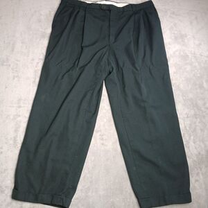 Givenchy Mens Dress Pants 46R Fits 44x29 Green Wool Twill Pleated Cuffed Vtg 80s